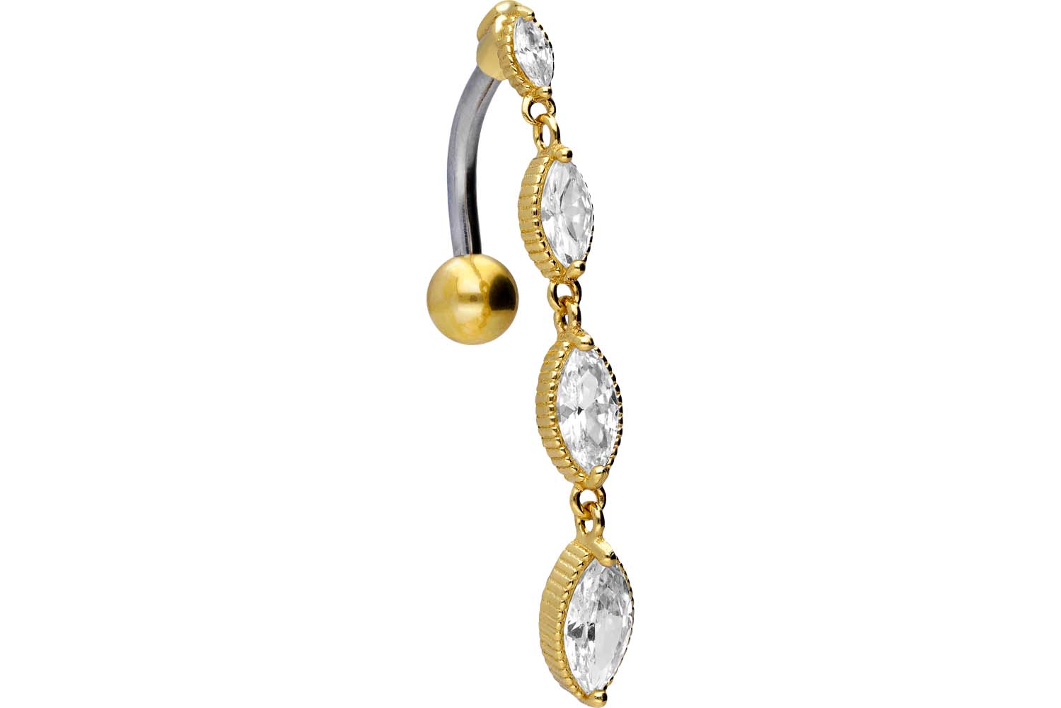 Titan Bananabell Piercing mit 925er Silber-Design KRISTALLKETTE
